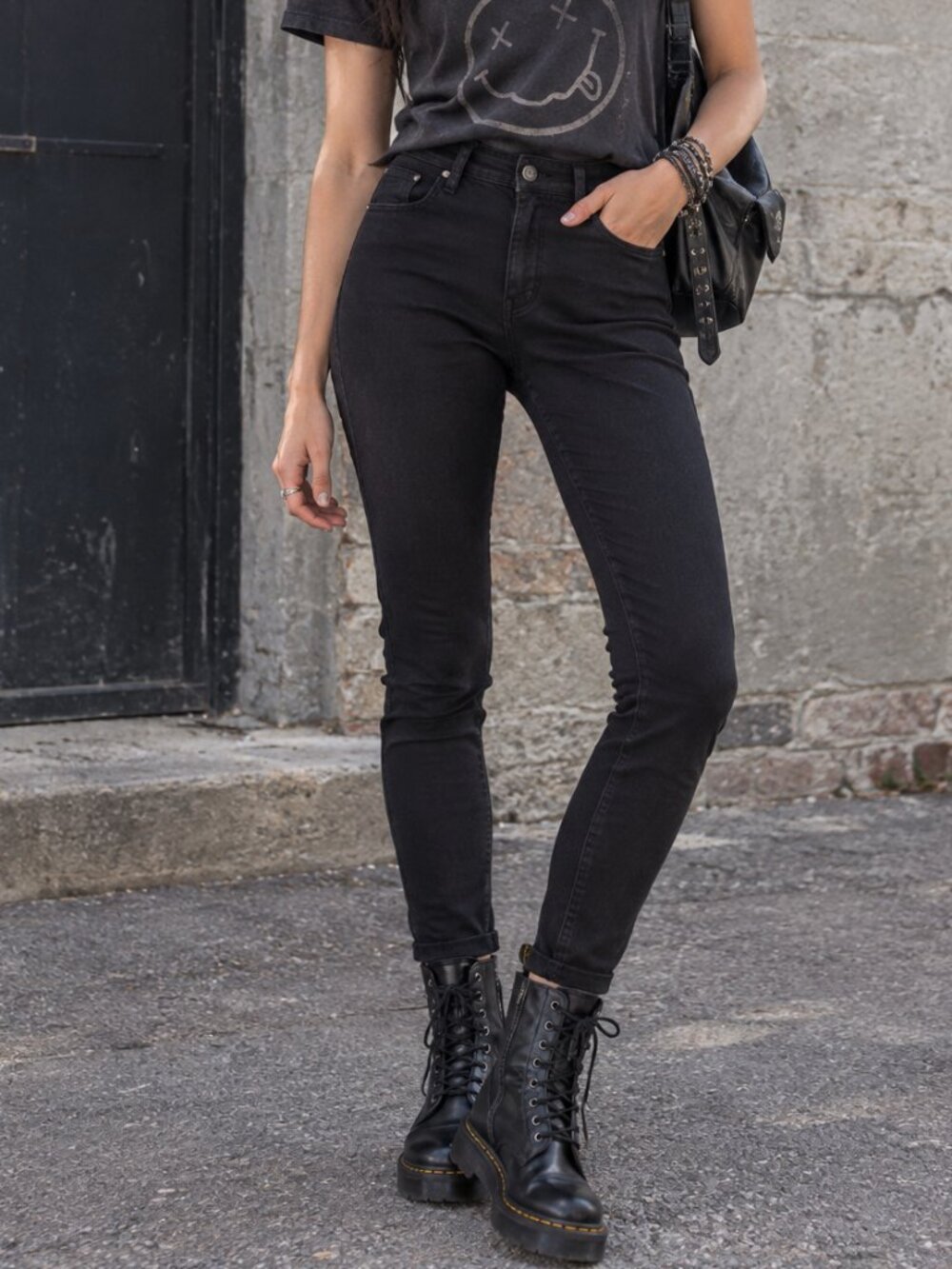 Buffalo David Bitton Hanna Black Skinny Jeans Size 6 High Rise